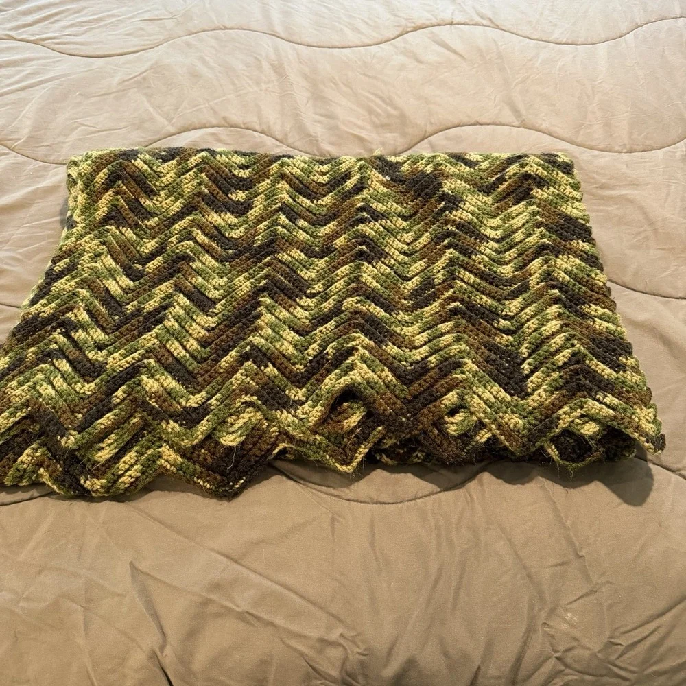 Crochet Afghan Camo Homemade Afghan Blanket Handmade Throw